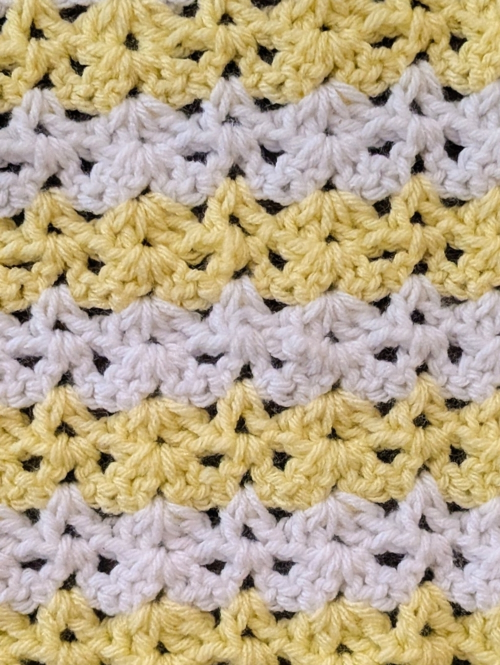 EUC Handmade 47"x36" Crocheted White and Yellow Throw Blanket Afghan - Picture 3 of 5